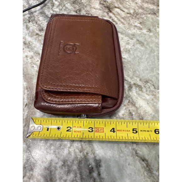 Men's Leather Bull Captain Belt Wallet Hands Free Wallet Brown Zip Pocket - Picture 8 of 9